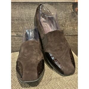 Clarks Everyday Noreen Will Loafer Women 9M Brown Suede Croc Print Slip On Shoe‎